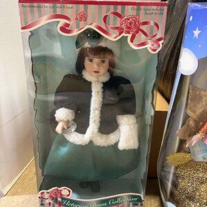 Vintage Brass Key Winter Christmas Holiday Porcelain Doll 16"